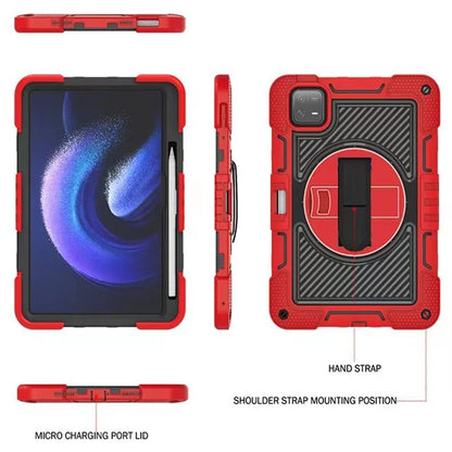 For Xiaomi Pad 6 / Pad 6 Pro Kickstand Cover Shock Absorbent Silicone+PC Tablet Case with Shoulder Strap
