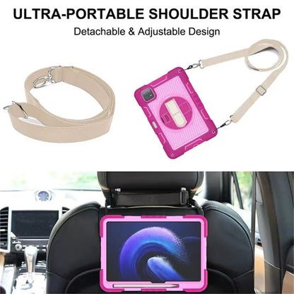 For Xiaomi Pad 6 / Pad 6 Pro Kickstand Cover Shock Absorbent Silicone+PC Tablet Case with Shoulder Strap