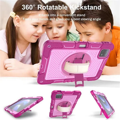 For Xiaomi Pad 6 / Pad 6 Pro Kickstand Cover Shock Absorbent Silicone+PC Tablet Case with Shoulder Strap