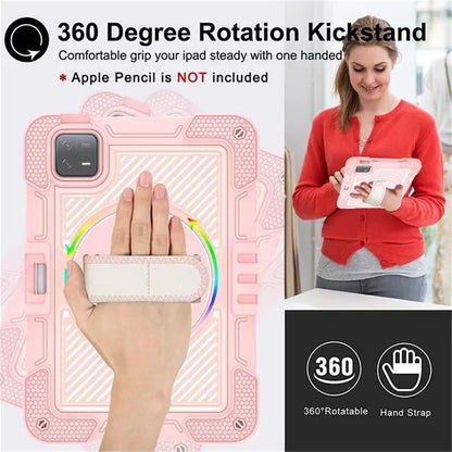For Xiaomi Pad 6 / Pad 6 Pro Kickstand Cover Shock Absorbent Silicone+PC Tablet Case with Shoulder Strap