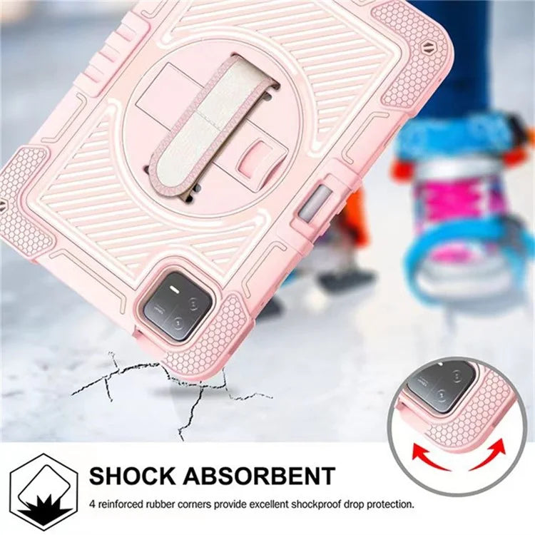 For Xiaomi Pad 6 / Pad 6 Pro Kickstand Cover Shock Absorbent Silicone+PC Tablet Case with Shoulder Strap
