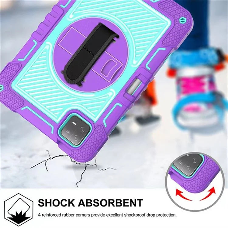 For Xiaomi Pad 6 / Pad 6 Pro Kickstand Cover Shock Absorbent Silicone+PC Tablet Case with Shoulder Strap