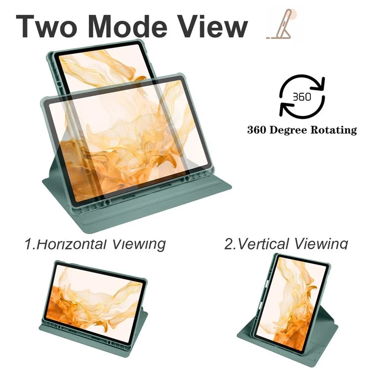 For Samsung Galaxy Tab S9+ PU Leather Acrylic Tablet Case 360-Degree Rotating Stand Anti-scratch Cover