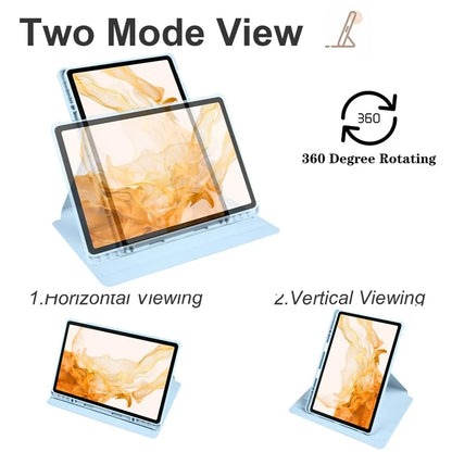 For Samsung Galaxy Tab S9+ PU Leather Acrylic Tablet Case 360-Degree Rotating Stand Anti-scratch Cover