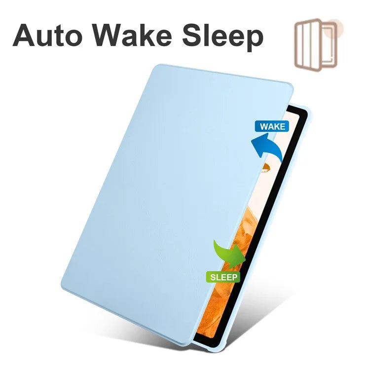 For Samsung Galaxy Tab S9+ PU Leather Acrylic Tablet Case 360-Degree Rotating Stand Anti-scratch Cover