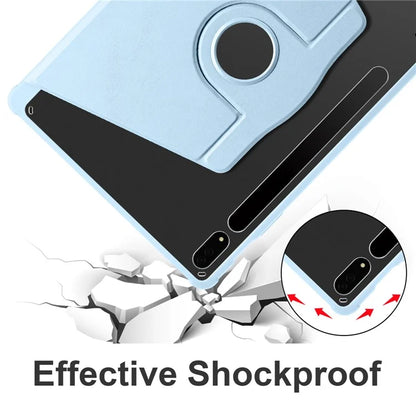 For Samsung Galaxy Tab S9+ PU Leather Acrylic Tablet Case 360-Degree Rotating Stand Anti-scratch Cover