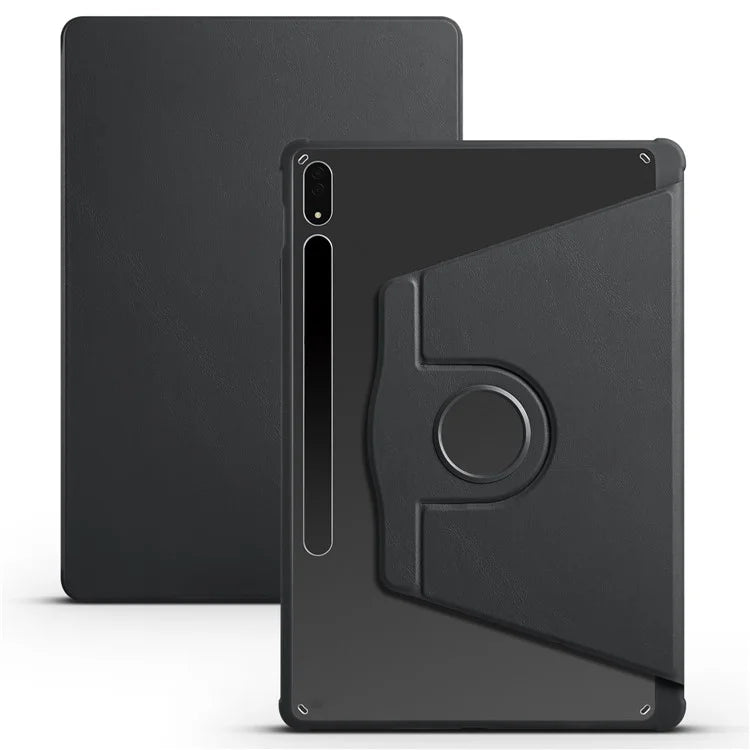 For Samsung Galaxy Tab S9+ PU Leather Acrylic Tablet Case 360-Degree Rotating Stand Anti-scratch Cover