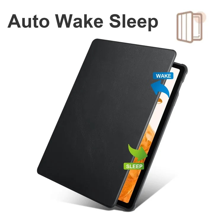 For Samsung Galaxy Tab S9+ PU Leather Acrylic Tablet Case 360-Degree Rotating Stand Anti-scratch Cover