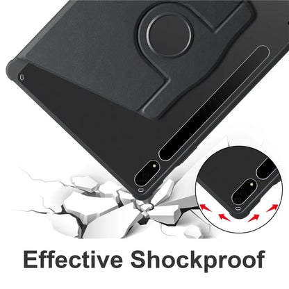 For Samsung Galaxy Tab S9+ PU Leather Acrylic Tablet Case 360-Degree Rotating Stand Anti-scratch Cover