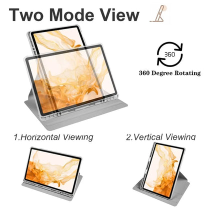 For Samsung Galaxy Tab S9+ PU Leather Acrylic Tablet Case 360-Degree Rotating Stand Anti-scratch Cover