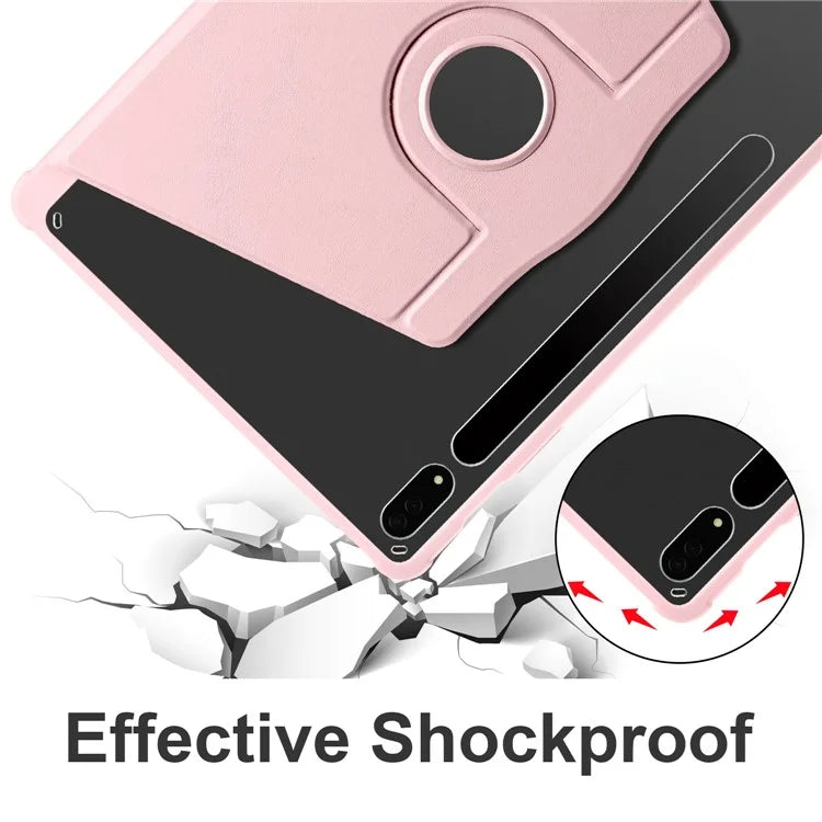 For Samsung Galaxy Tab S9+ PU Leather Acrylic Tablet Case 360-Degree Rotating Stand Anti-scratch Cover