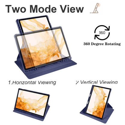 For Samsung Galaxy Tab S9+ PU Leather Acrylic Tablet Case 360-Degree Rotating Stand Anti-scratch Cover