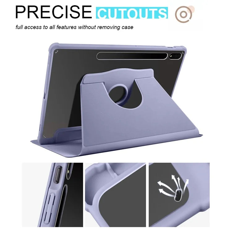 For Samsung Galaxy Tab S9+ PU Leather Acrylic Tablet Case 360-Degree Rotating Stand Anti-scratch Cover