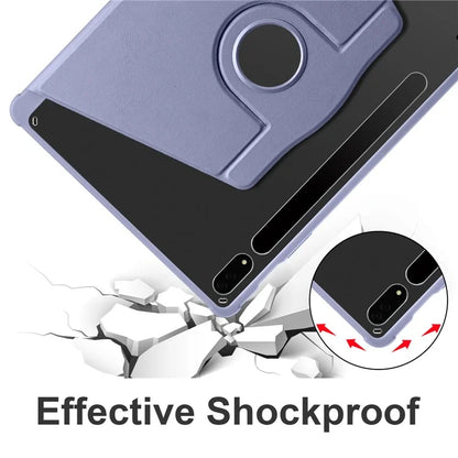 For Samsung Galaxy Tab S9+ PU Leather Acrylic Tablet Case 360-Degree Rotating Stand Anti-scratch Cover
