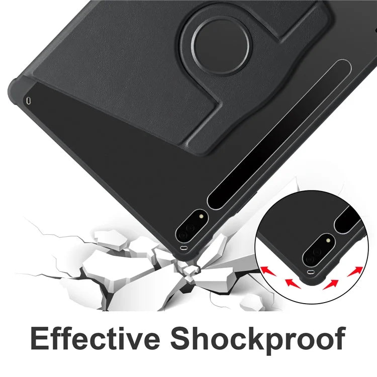 For Samsung Galaxy Tab S8+ PU Leather+Acrylic Tablet Cover Rotary Kickstand Case