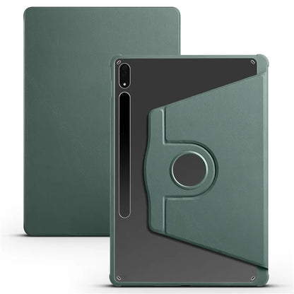 For Samsung Galaxy Tab S8+ PU Leather+Acrylic Tablet Cover Rotary Kickstand Caseish Green