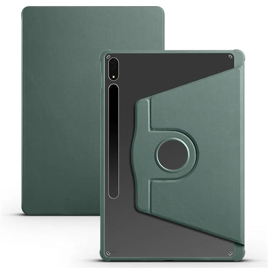 For Samsung Galaxy Tab S8+ PU Leather+Acrylic Tablet Cover Rotary Kickstand Caseish Green