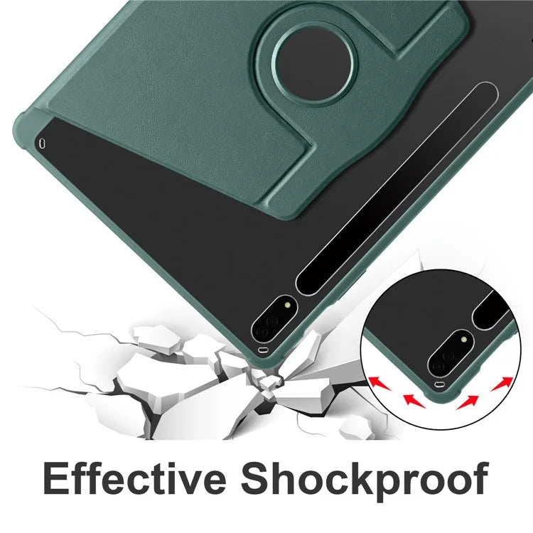 For Samsung Galaxy Tab S8+ PU Leather+Acrylic Tablet Cover Rotary Kickstand Caseish Green