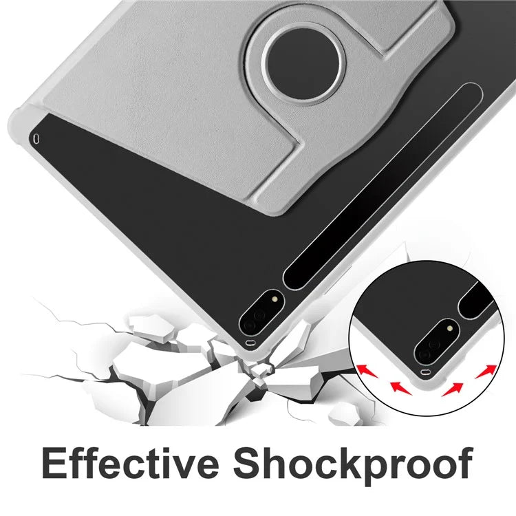 For Samsung Galaxy Tab S8+ PU Leather+Acrylic Tablet Cover Rotary Kickstand Case