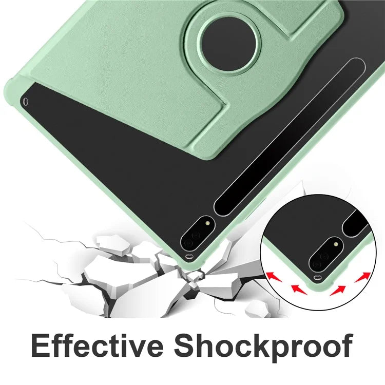 For Samsung Galaxy Tab S8+ PU Leather+Acrylic Tablet Cover Rotary Kickstand Case