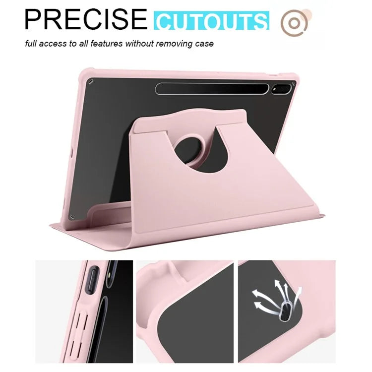 For Samsung Galaxy Tab S8+ PU Leather+Acrylic Tablet Cover Rotary Kickstand Case