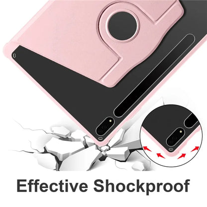 For Samsung Galaxy Tab S8+ PU Leather+Acrylic Tablet Cover Rotary Kickstand Case