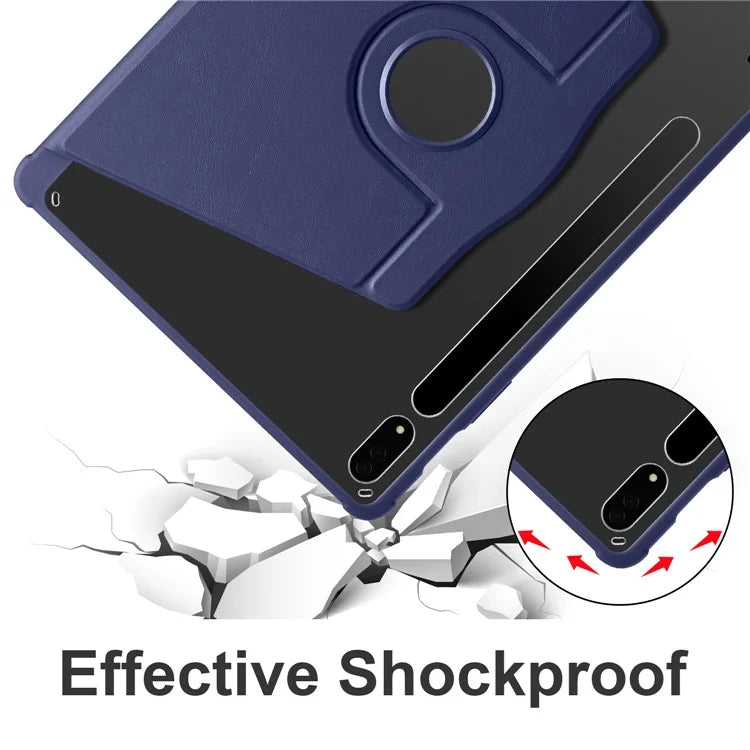 For Samsung Galaxy Tab S8+ PU Leather+Acrylic Tablet Cover Rotary Kickstand Case