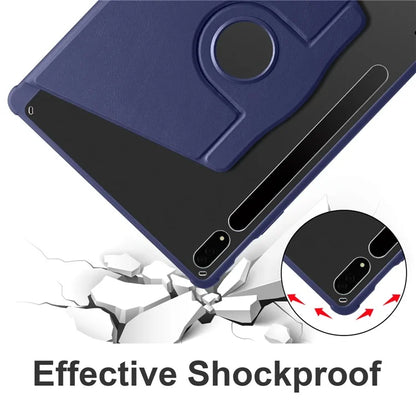 For Samsung Galaxy Tab S8+ PU Leather+Acrylic Tablet Cover Rotary Kickstand Case