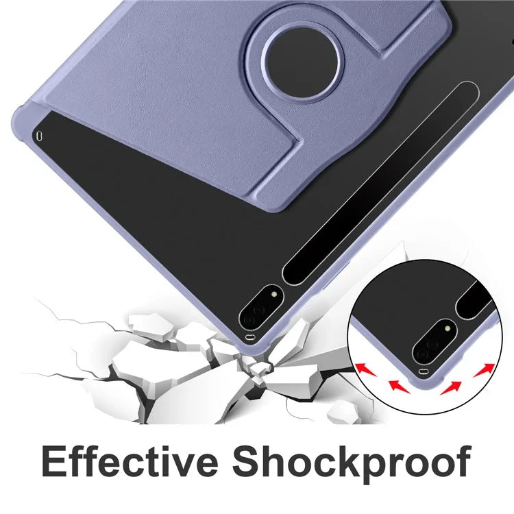 For Samsung Galaxy Tab S8+ PU Leather+Acrylic Tablet Cover Rotary Kickstand Case