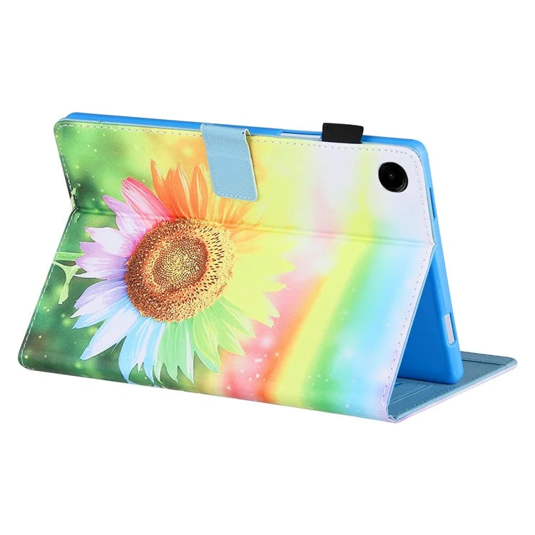 For Samsung Galaxy Tab A9+ X210 / 215 / X216B Folding Stand Cover Leather Pattern Smart Tablet Case