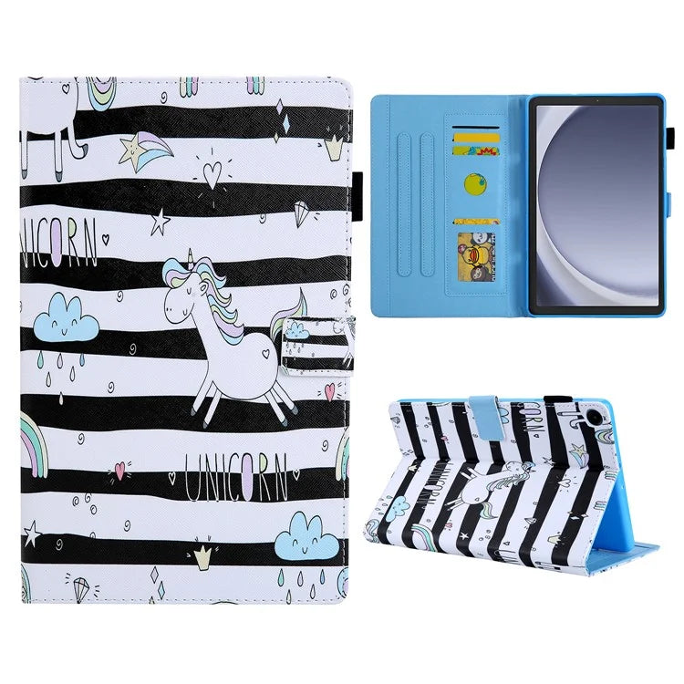 For Samsung Galaxy Tab A9 X110 / X115 Leather Folio Case Auto Sleep / Wake Pattern Sleeve Cover