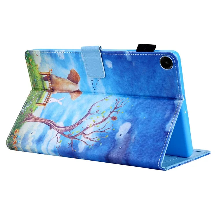 For Samsung Galaxy Tab A9 X110 / X115 Leather Folio Case Auto Sleep / Wake Pattern Sleeve Cover