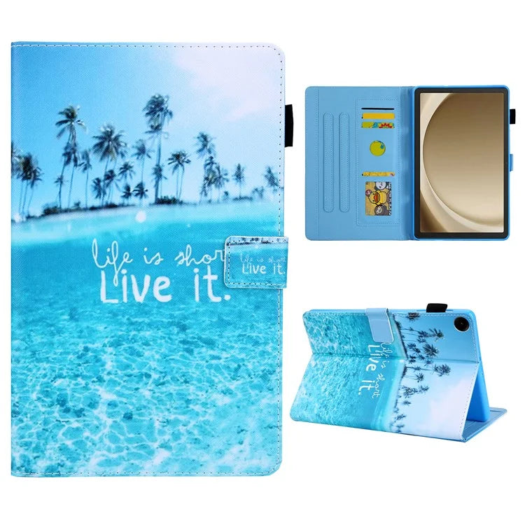 For Samsung Galaxy Tab A9+ X210 / X215 / X216B PU Leather Stand Cover Smart Pattern Tablet Case