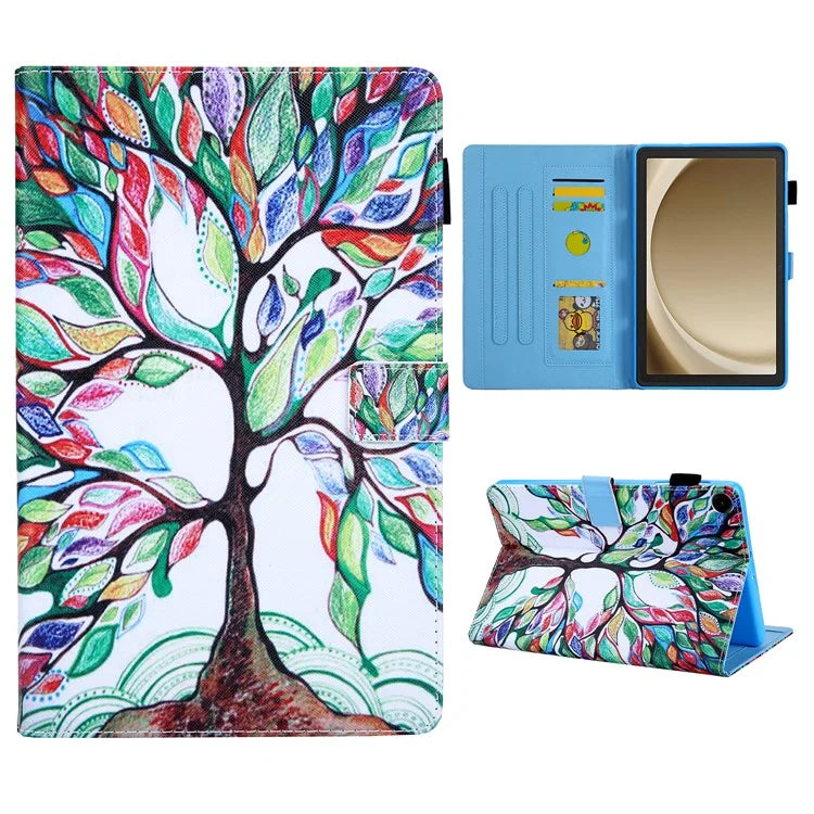 For Samsung Galaxy Tab A9+ X210 / X215 / X216B PU Leather Stand Cover Smart Pattern Tablet Case