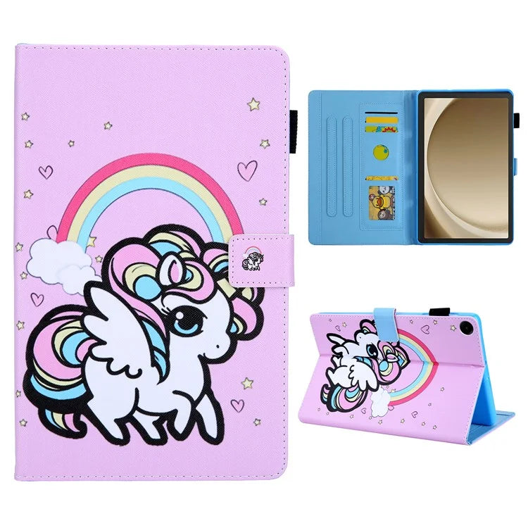 For Samsung Galaxy Tab A9+ X210 / X215 / X216B PU Leather Stand Cover Smart Pattern Tablet Case