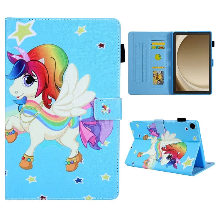 For Samsung Galaxy Tab A9+ X210 / X215 / X216B PU Leather Stand Cover Smart Pattern Tablet Case