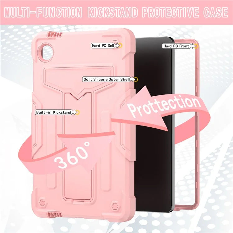 For Samsung Galaxy Tab A9 PC+Silicone Case T-Shaped Kickstand Protective Tablet Cover