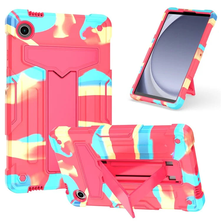 For Samsung Galaxy Tab A9 PC+Silicone Case T-Shaped Kickstand Protective Tablet Cover