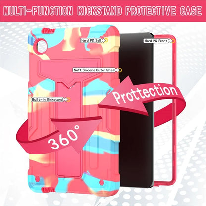 For Samsung Galaxy Tab A9 PC+Silicone Case T-Shaped Kickstand Protective Tablet Cover