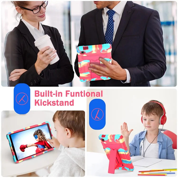 For Samsung Galaxy Tab A9 PC+Silicone Case T-Shaped Kickstand Protective Tablet Cover