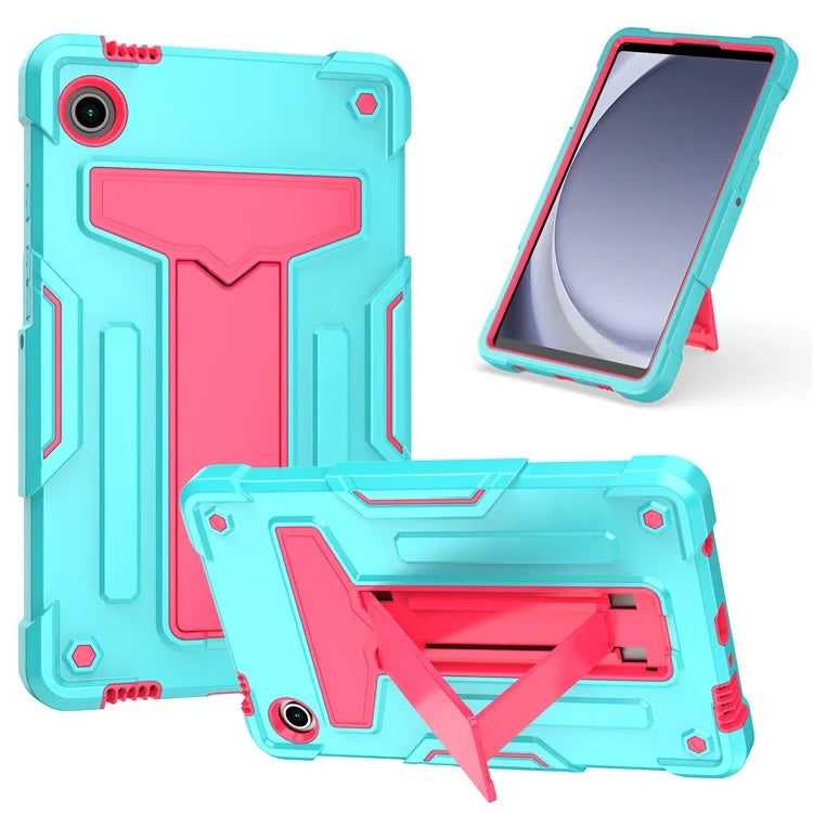 For Samsung Galaxy Tab A9 PC+Silicone Case T-Shaped Kickstand Protective Tablet Cover