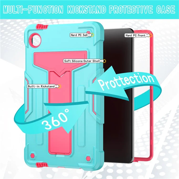 For Samsung Galaxy Tab A9 PC+Silicone Case T-Shaped Kickstand Protective Tablet Cover