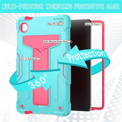 For Samsung Galaxy Tab A9 PC+Silicone Case T-Shaped Kickstand Protective Tablet Cover