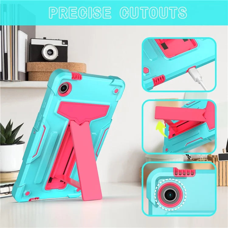 For Samsung Galaxy Tab A9 PC+Silicone Case T-Shaped Kickstand Protective Tablet Cover
