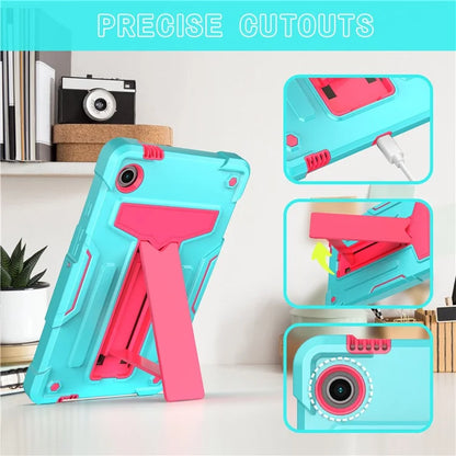 For Samsung Galaxy Tab A9 PC+Silicone Case T-Shaped Kickstand Protective Tablet Cover