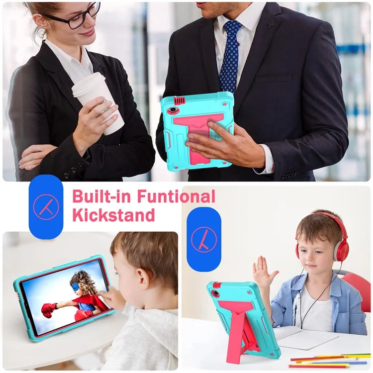 For Samsung Galaxy Tab A9 PC+Silicone Case T-Shaped Kickstand Protective Tablet Cover