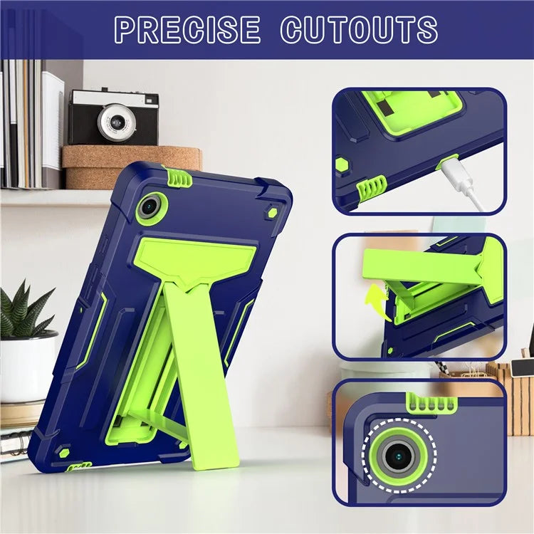For Samsung Galaxy Tab A9 PC+Silicone Case T-Shaped Kickstand Protective Tablet Cover