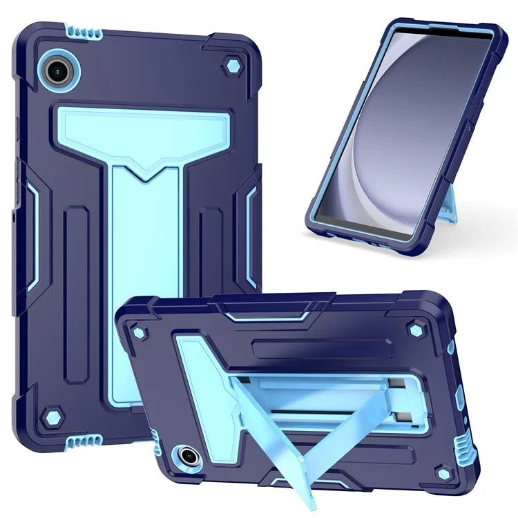 For Samsung Galaxy Tab A9 PC+Silicone Case T-Shaped Kickstand Protective Tablet Cover