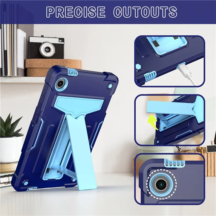 For Samsung Galaxy Tab A9 PC+Silicone Case T-Shaped Kickstand Protective Tablet Cover