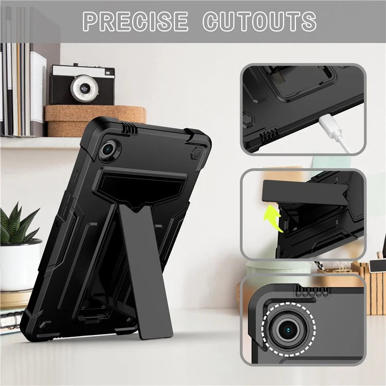 For Samsung Galaxy Tab A9 PC+Silicone Case T-Shaped Kickstand Protective Tablet Cover